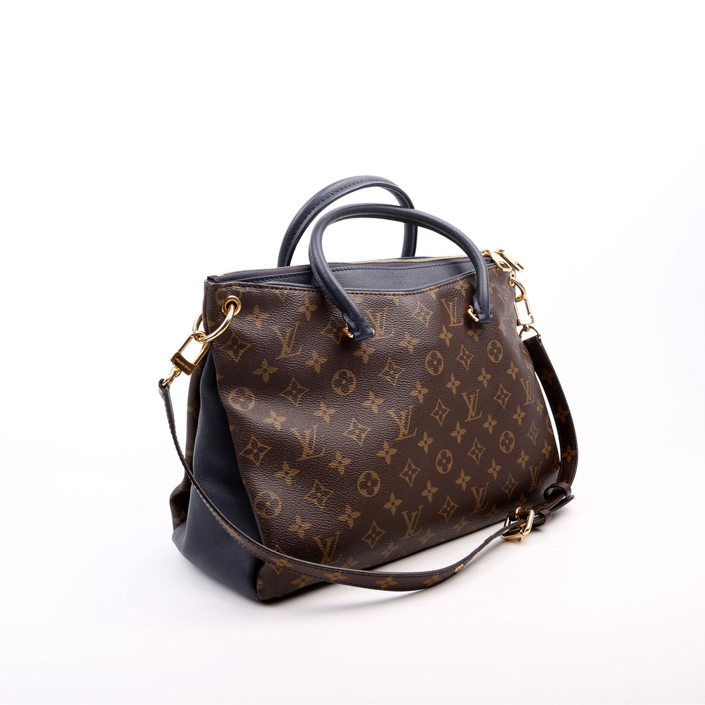 Pallas Tote Monogram Leather Side Navy