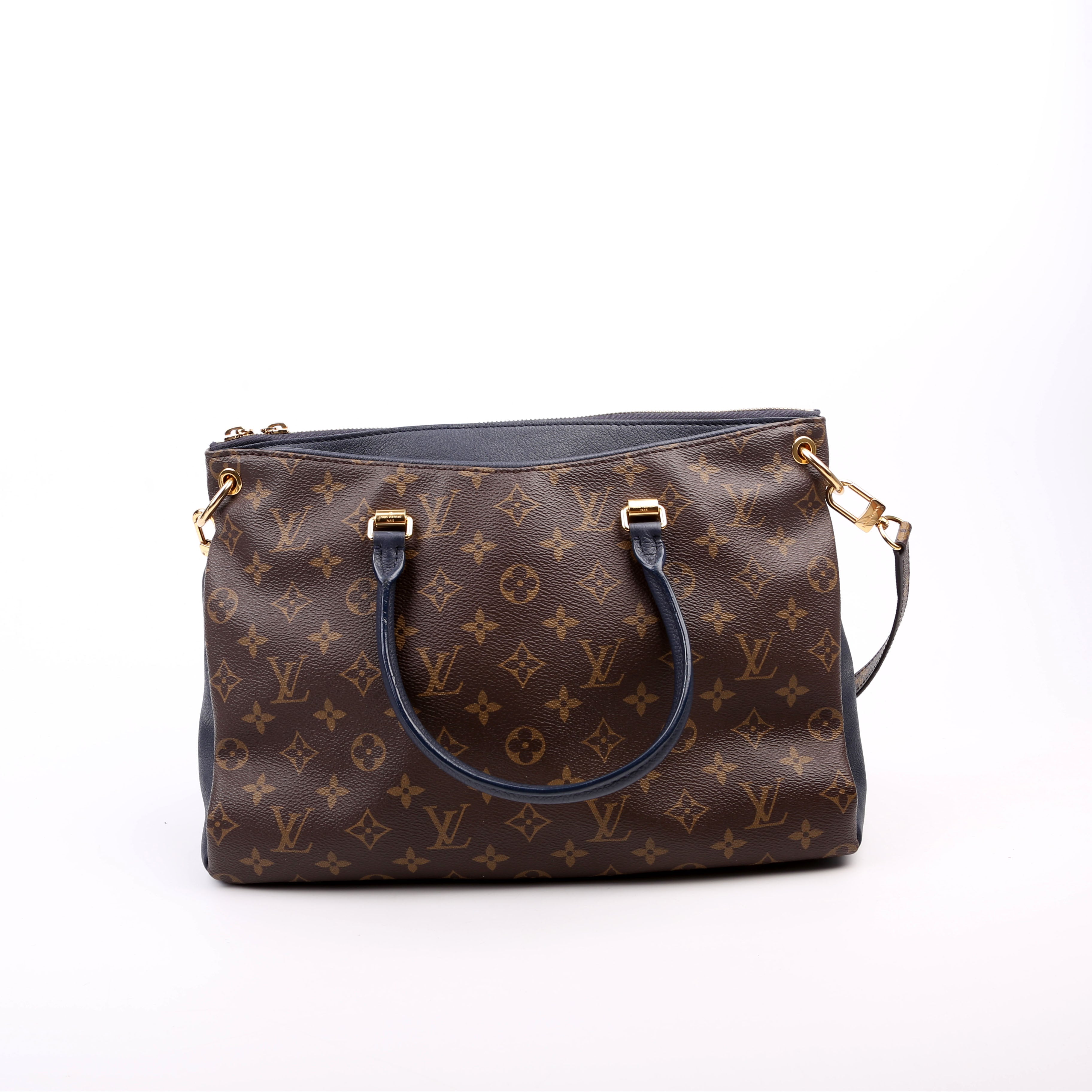 Pallas Tote Monogram Leather Side Navy