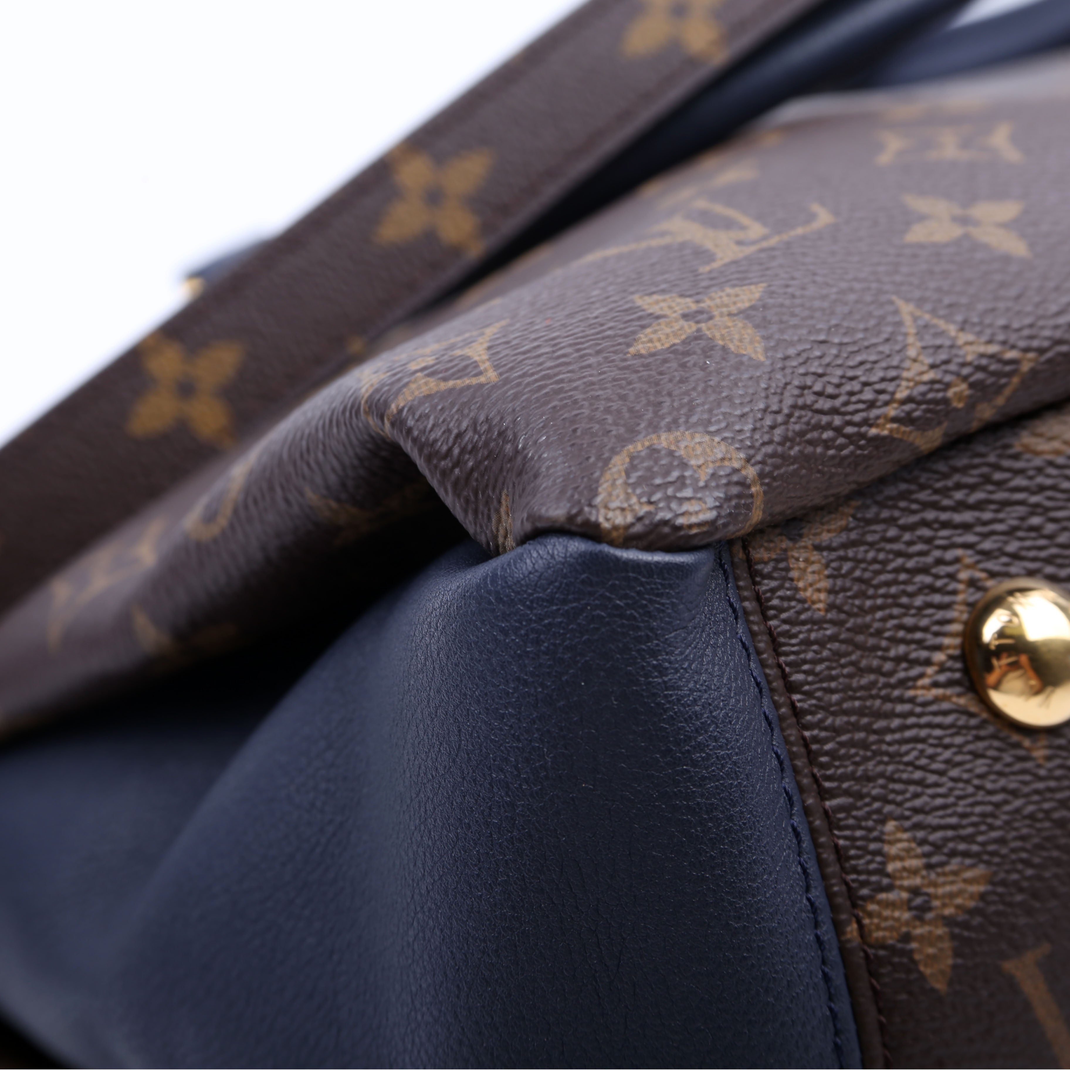 Pallas Tote Monogram Leather Side Navy