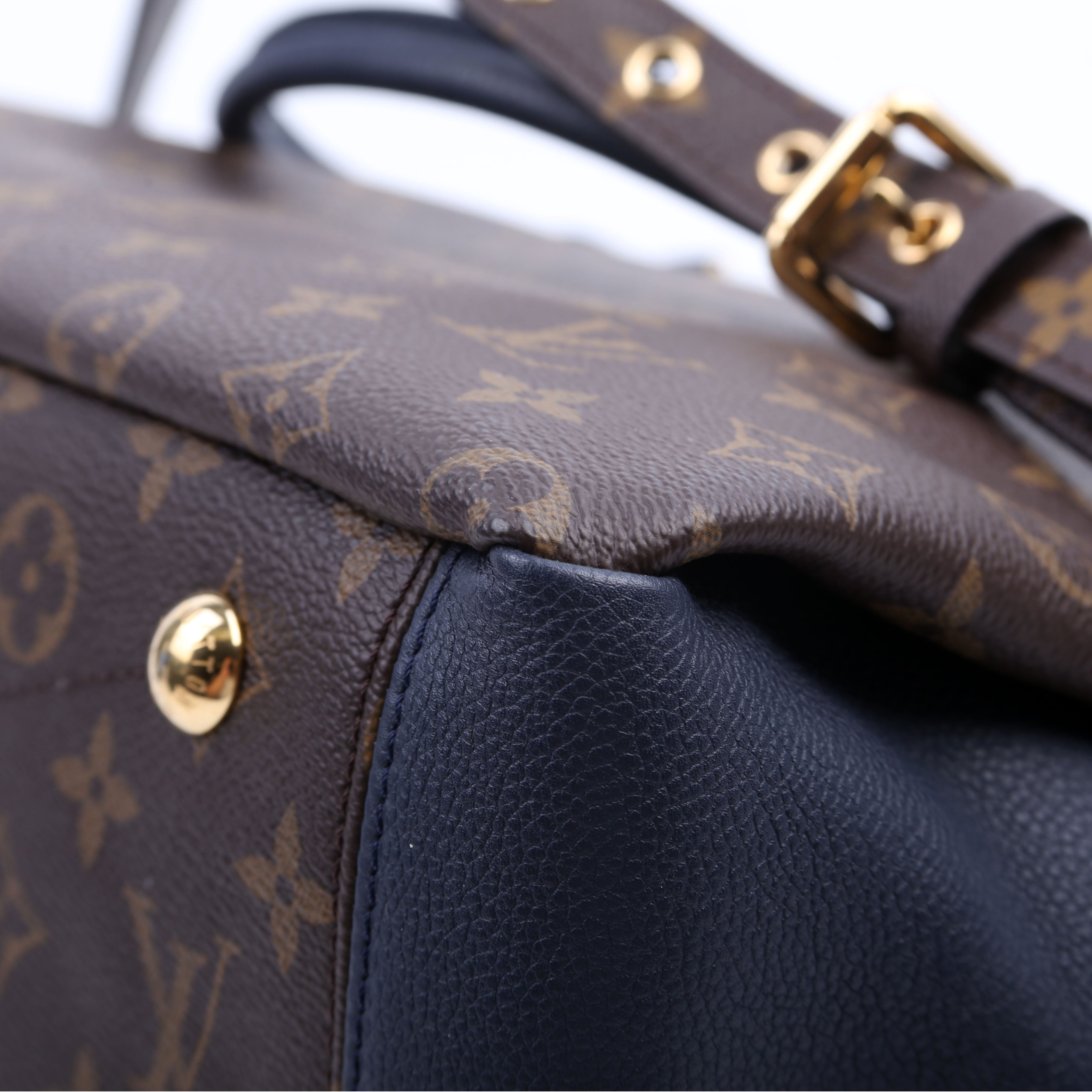 Pallas Tote Monogram Leather Side Navy