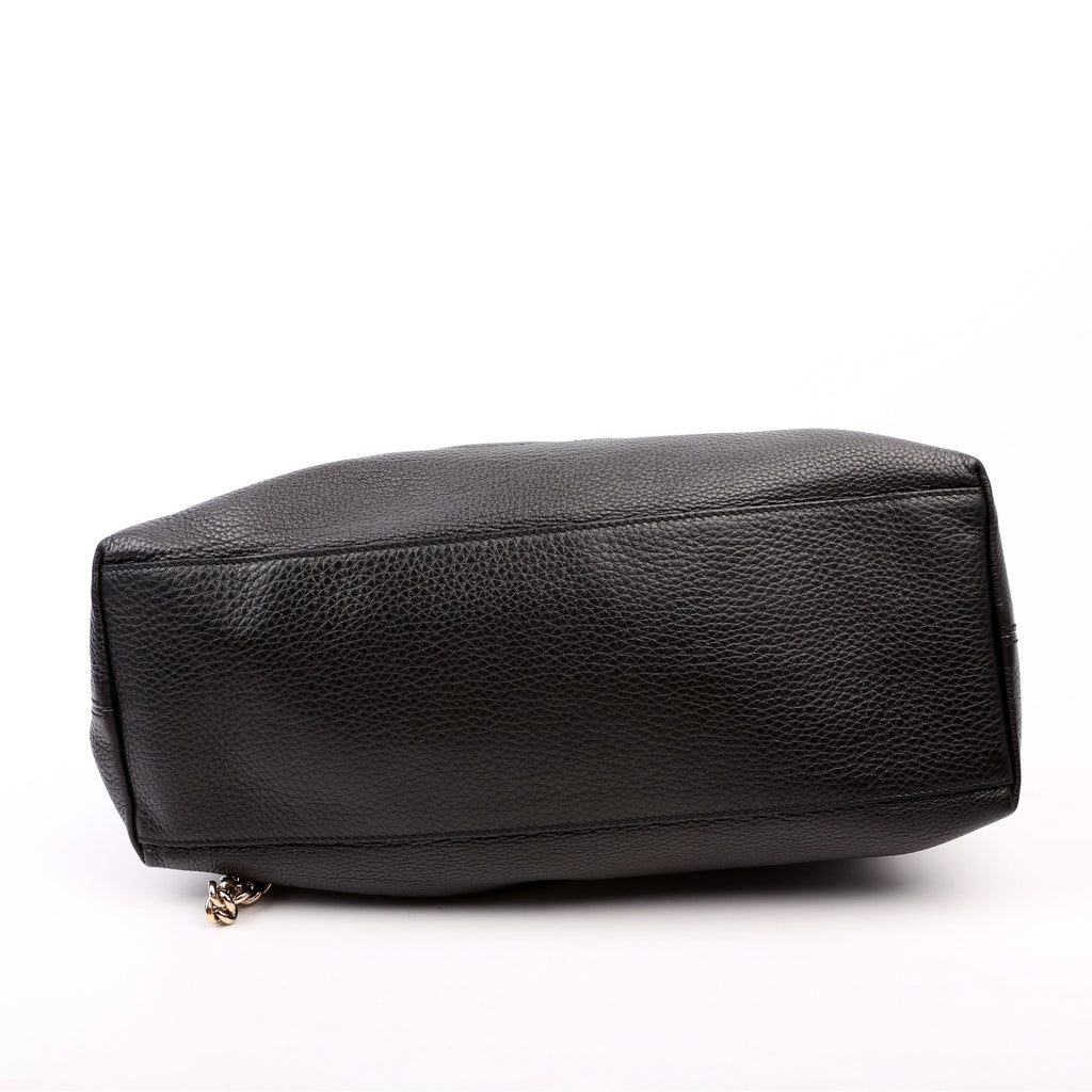 308982 Soho Leather Shoulder Medium Black