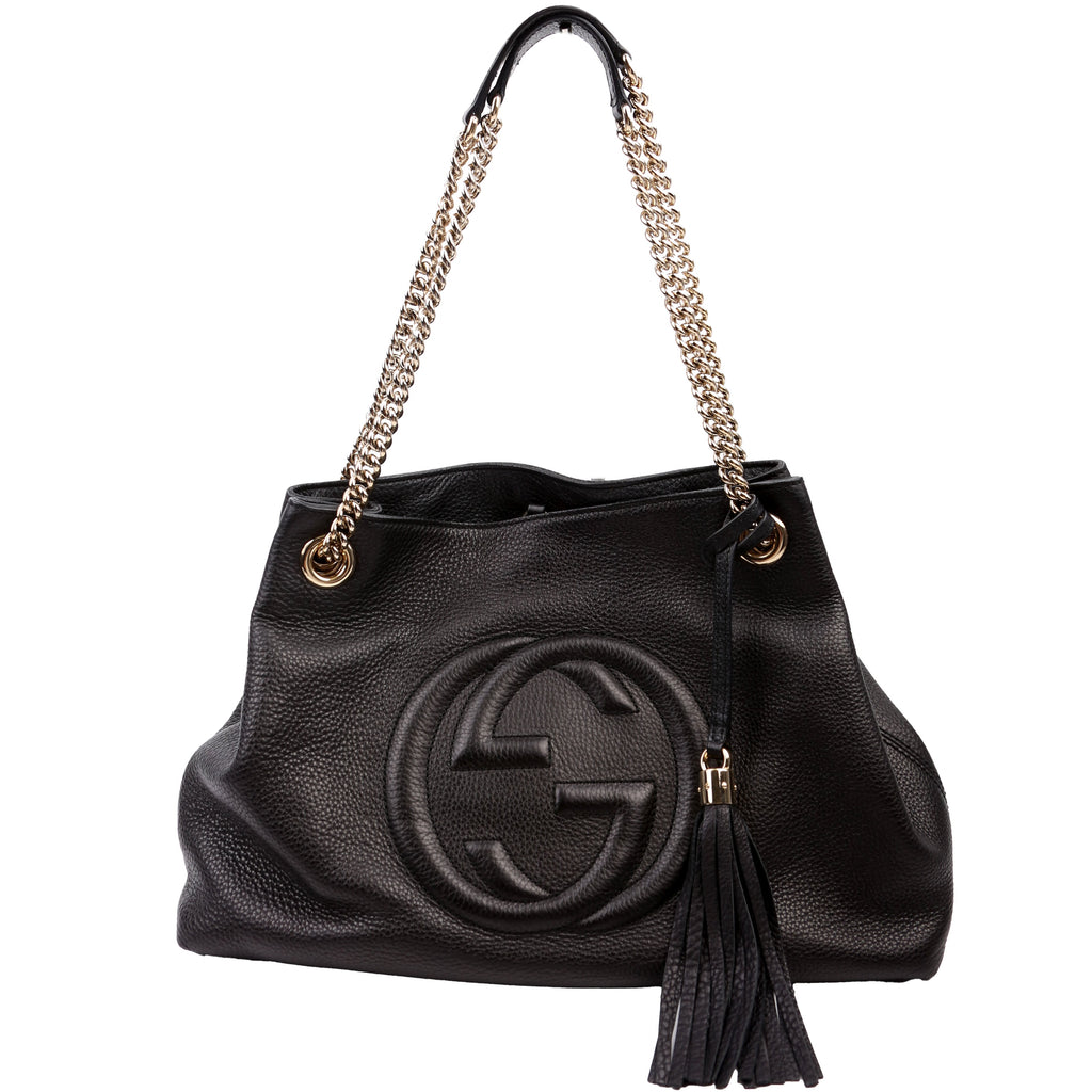 308982 Soho Leather Shoulder Medium Black