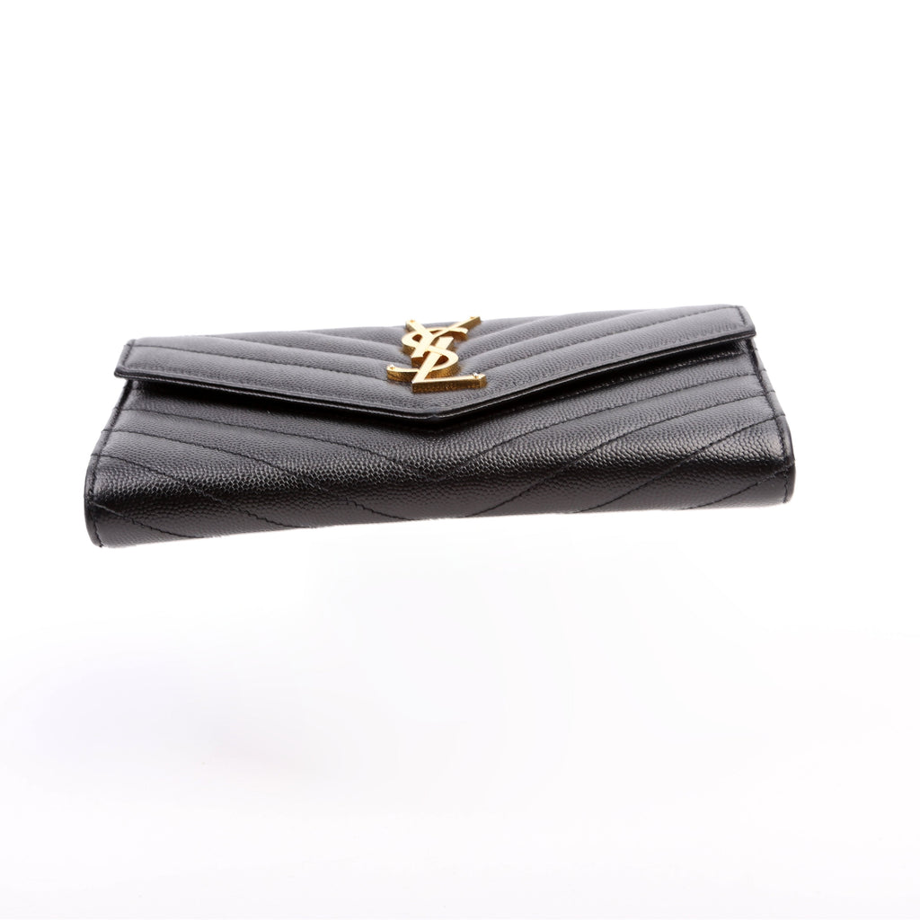 Flap Wallet Large Grain De Poudre Black