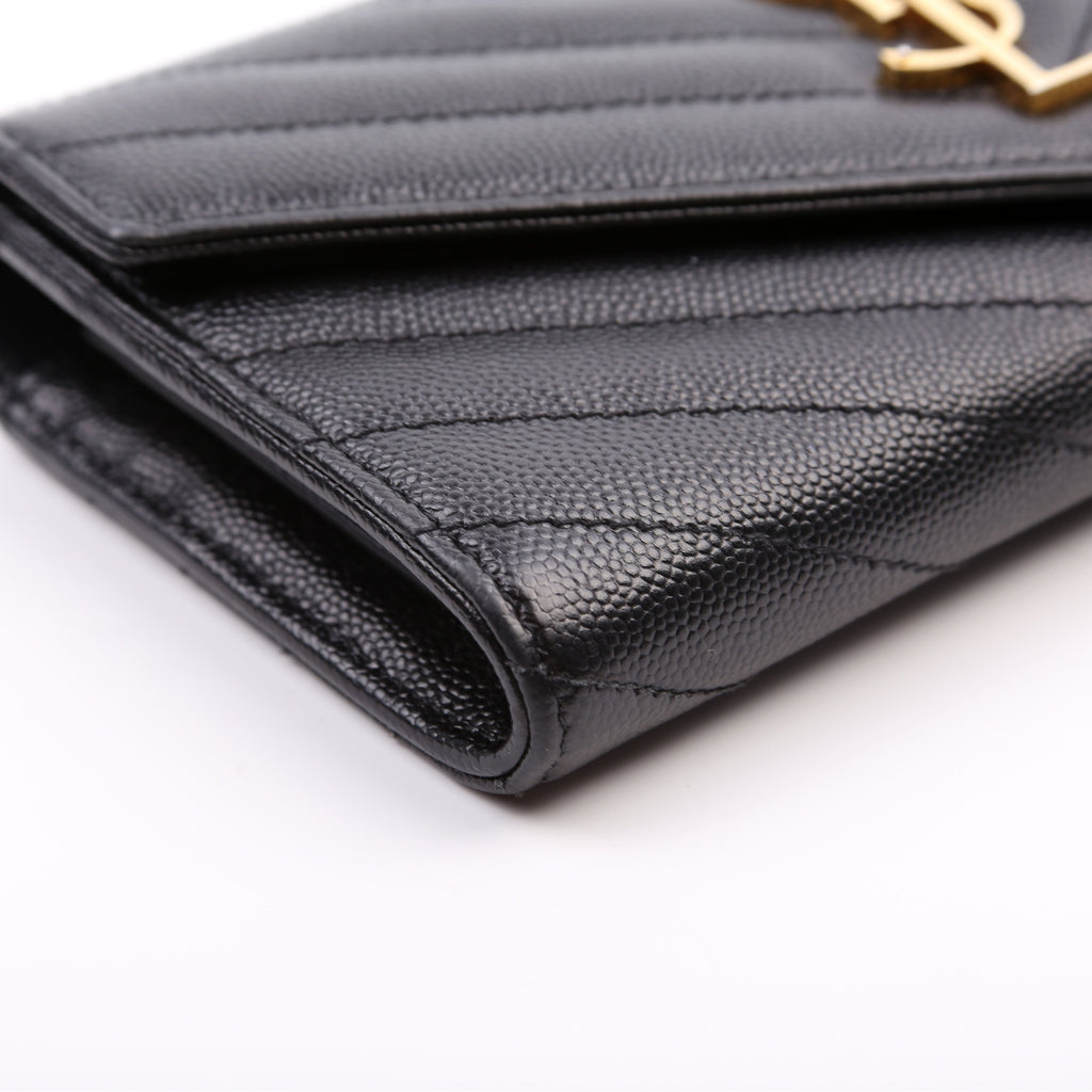 Flap Wallet Large Grain De Poudre Black