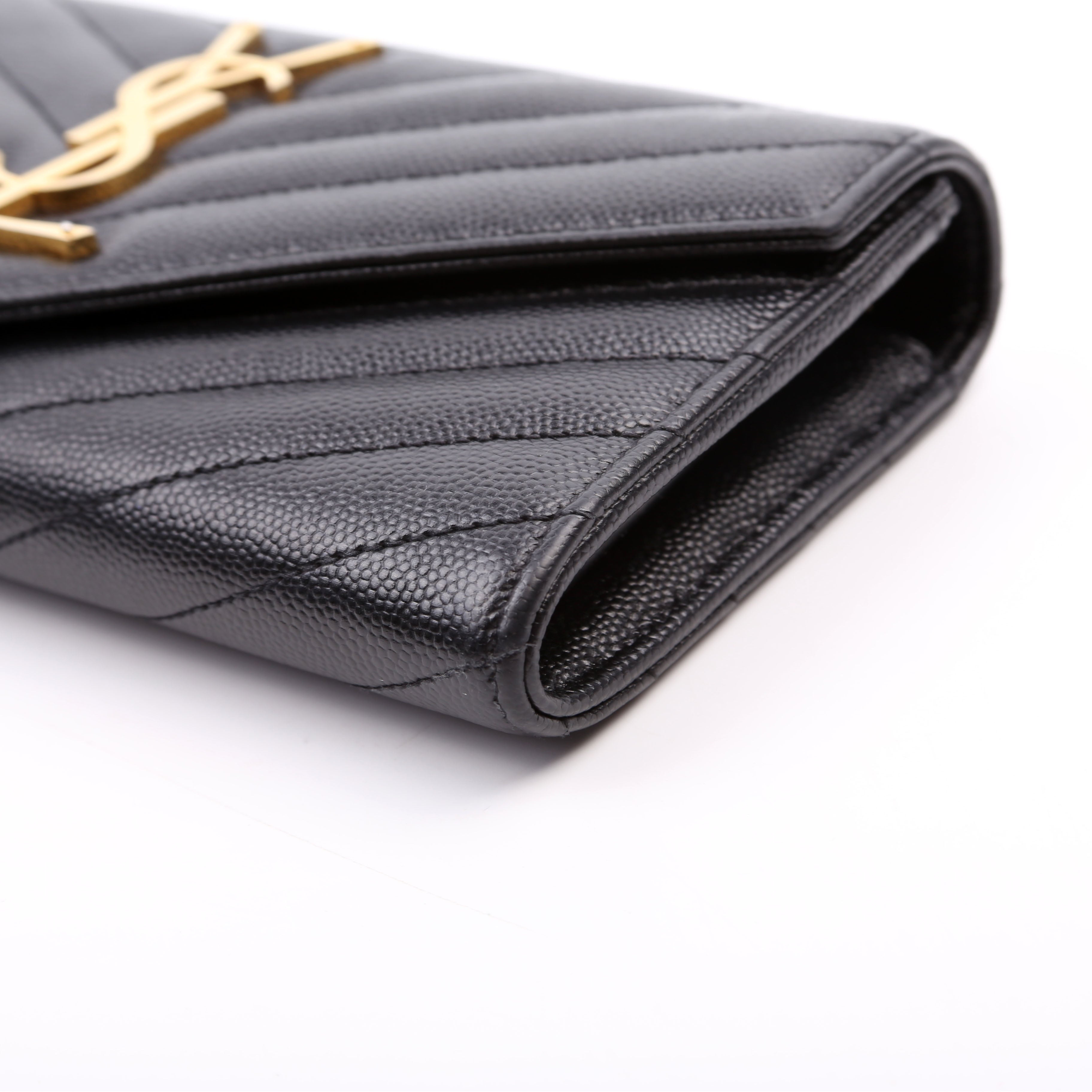 Flap Wallet Large Grain De Poudre Black