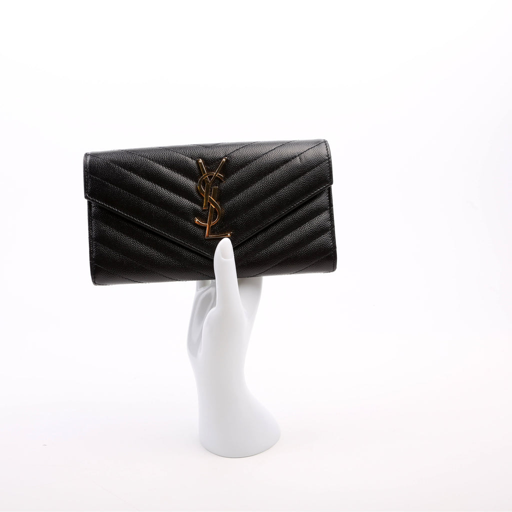 Flap Wallet Large Grain De Poudre Black