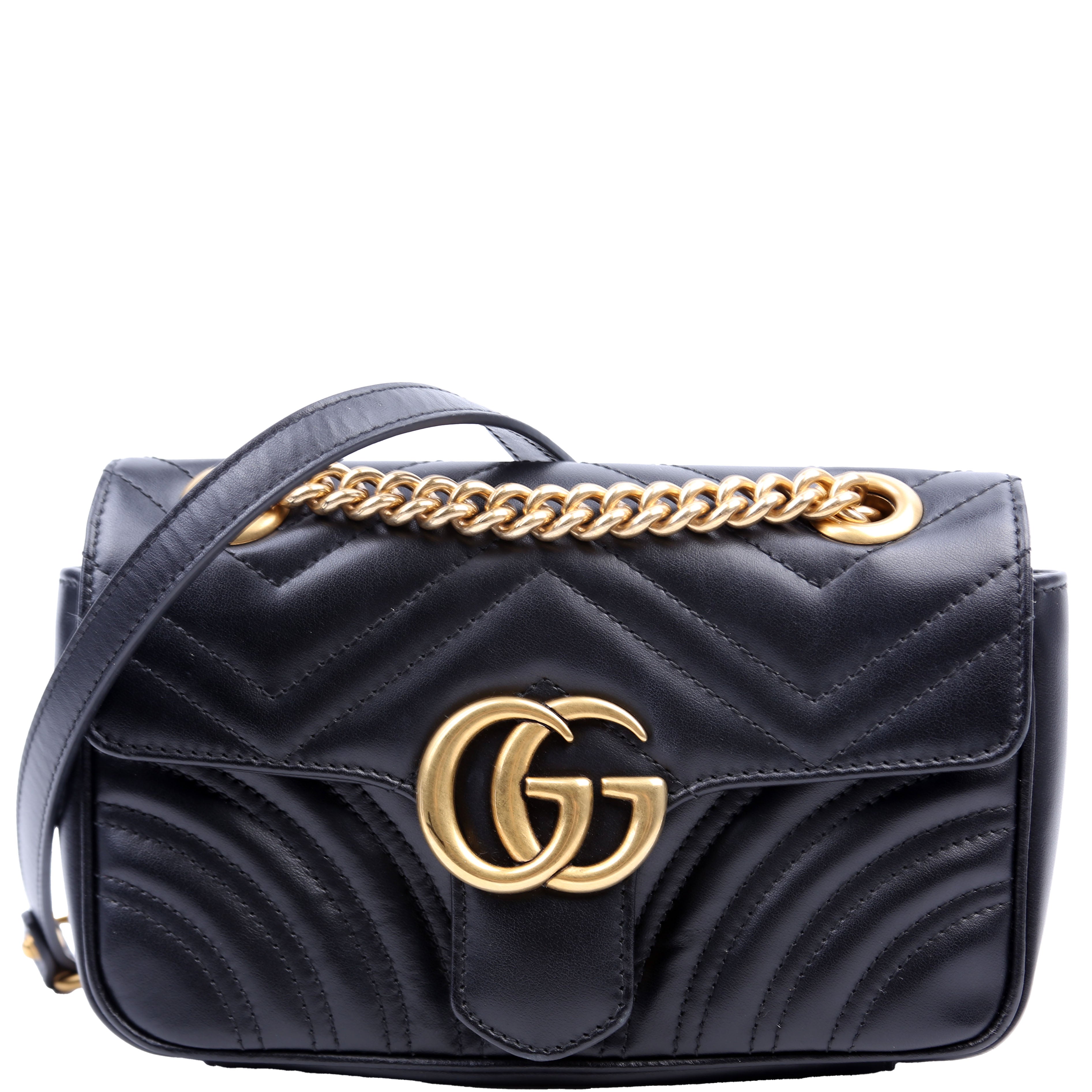 446744 Marmont Leather Shoulder Mini Flap Black
