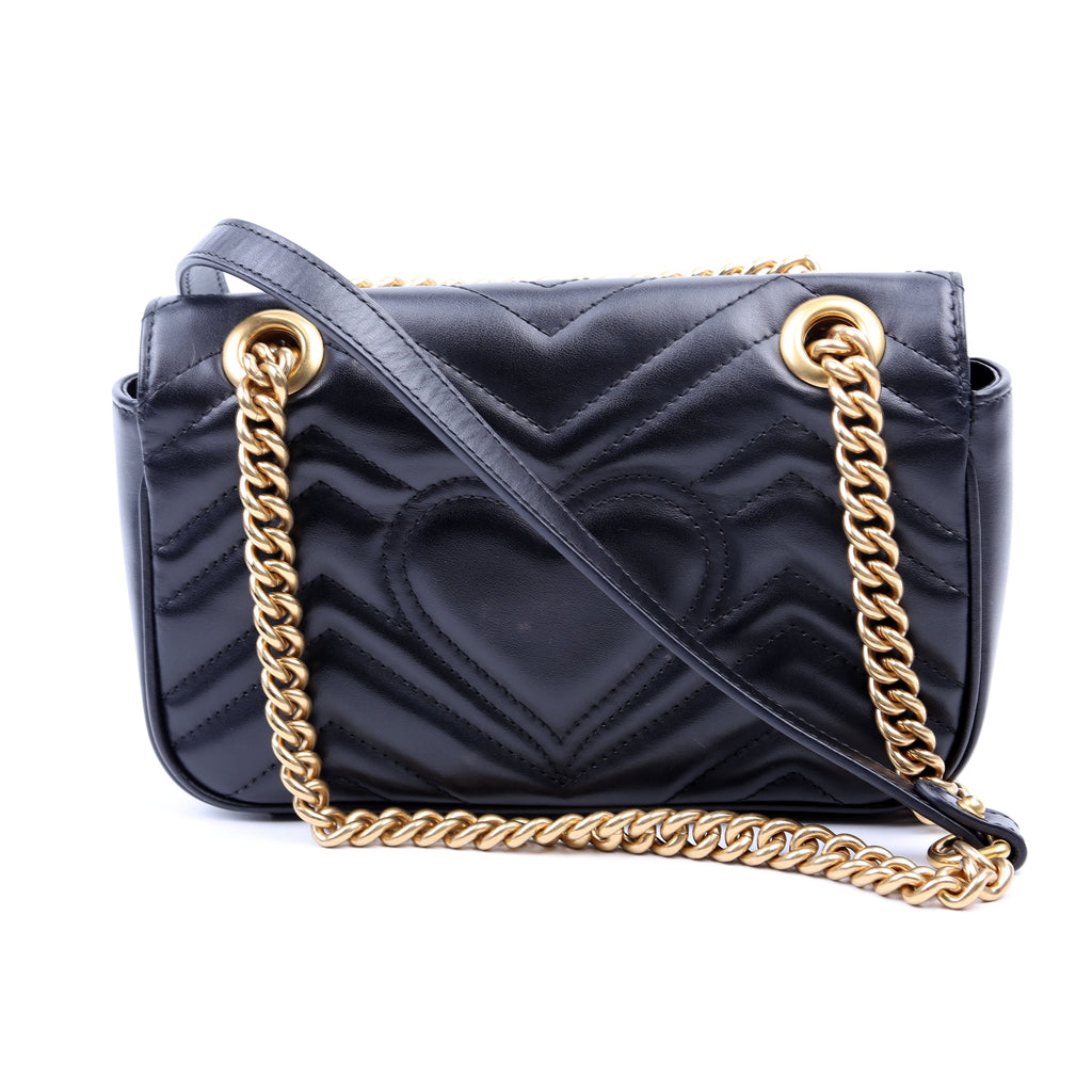 446744 Marmont Leather Shoulder Mini Flap Black