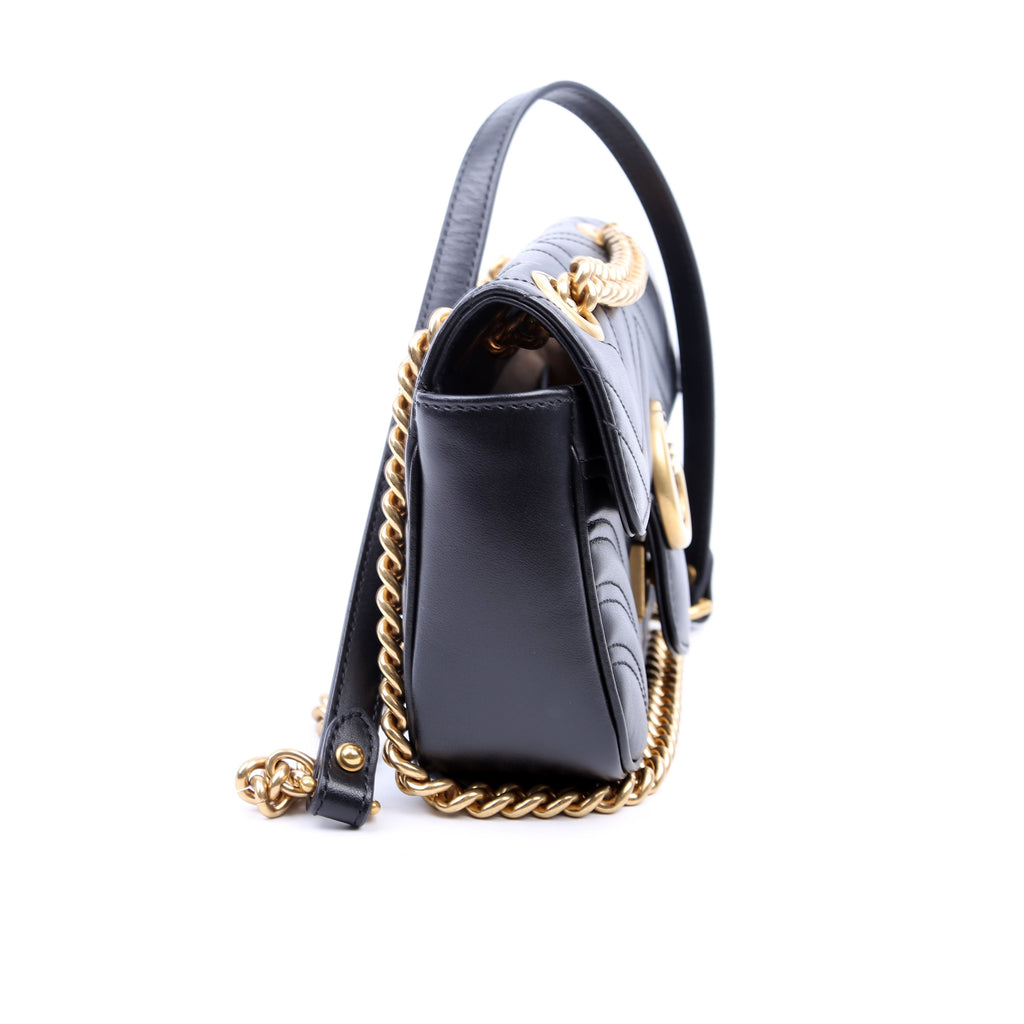 446744 Marmont Leather Shoulder Mini Flap Black