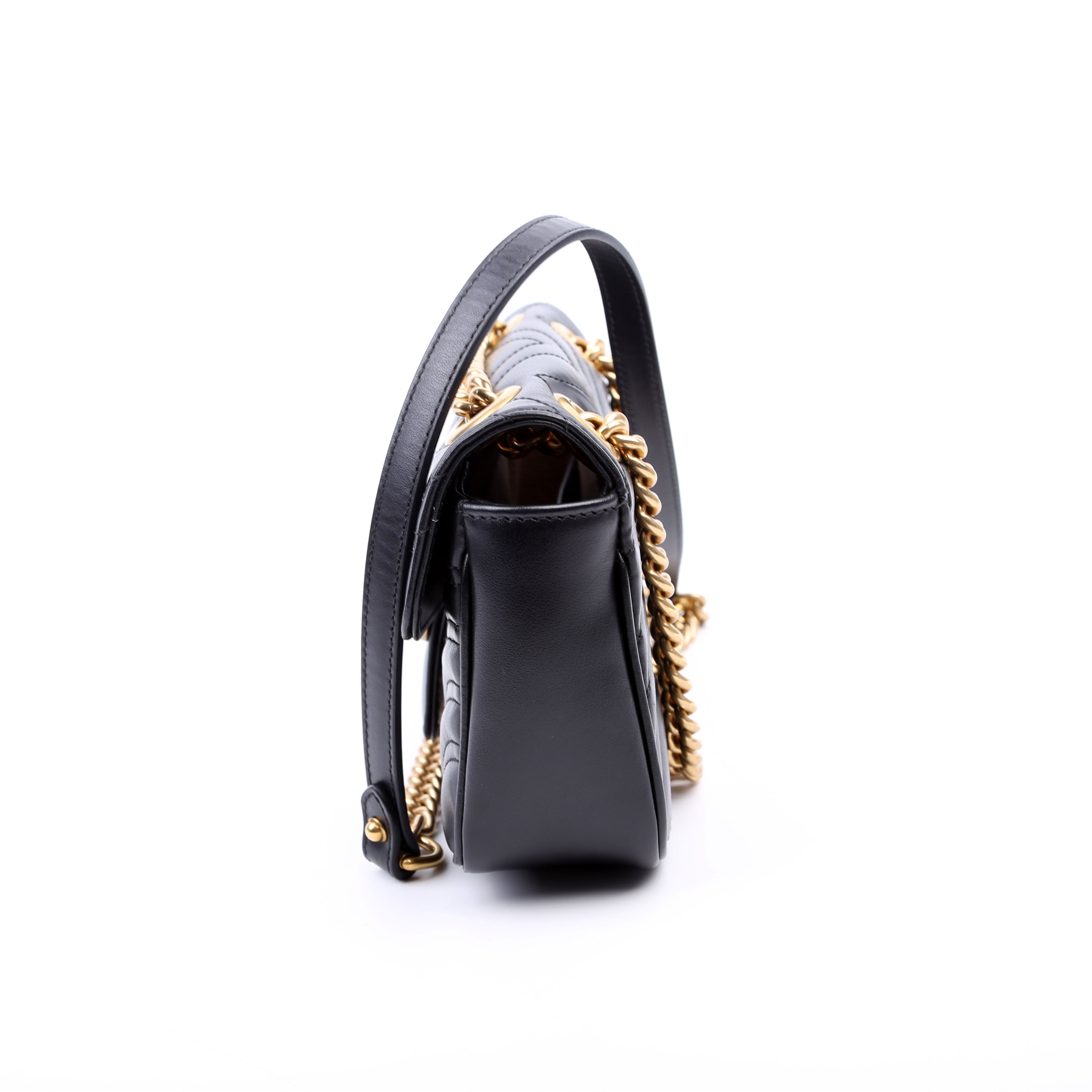 446744 Marmont Leather Shoulder Mini Flap Black