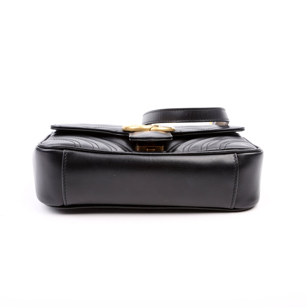 446744 Marmont Leather Shoulder Mini Flap Black