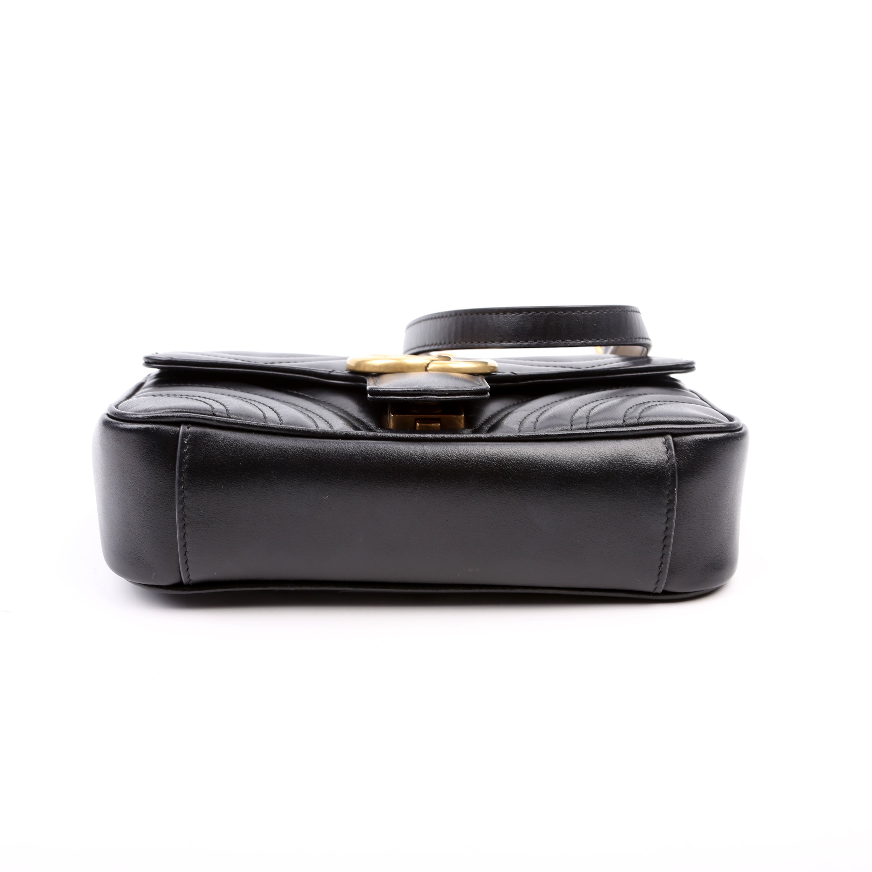 446744 Marmont Leather Shoulder Mini Flap Black