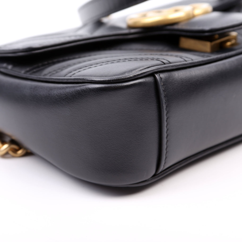 446744 Marmont Leather Shoulder Mini Flap Black