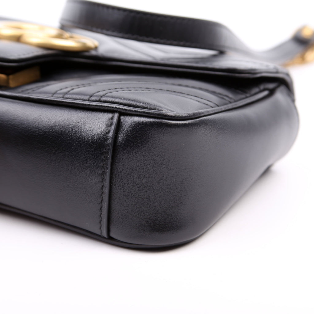 446744 Marmont Leather Shoulder Mini Flap Black