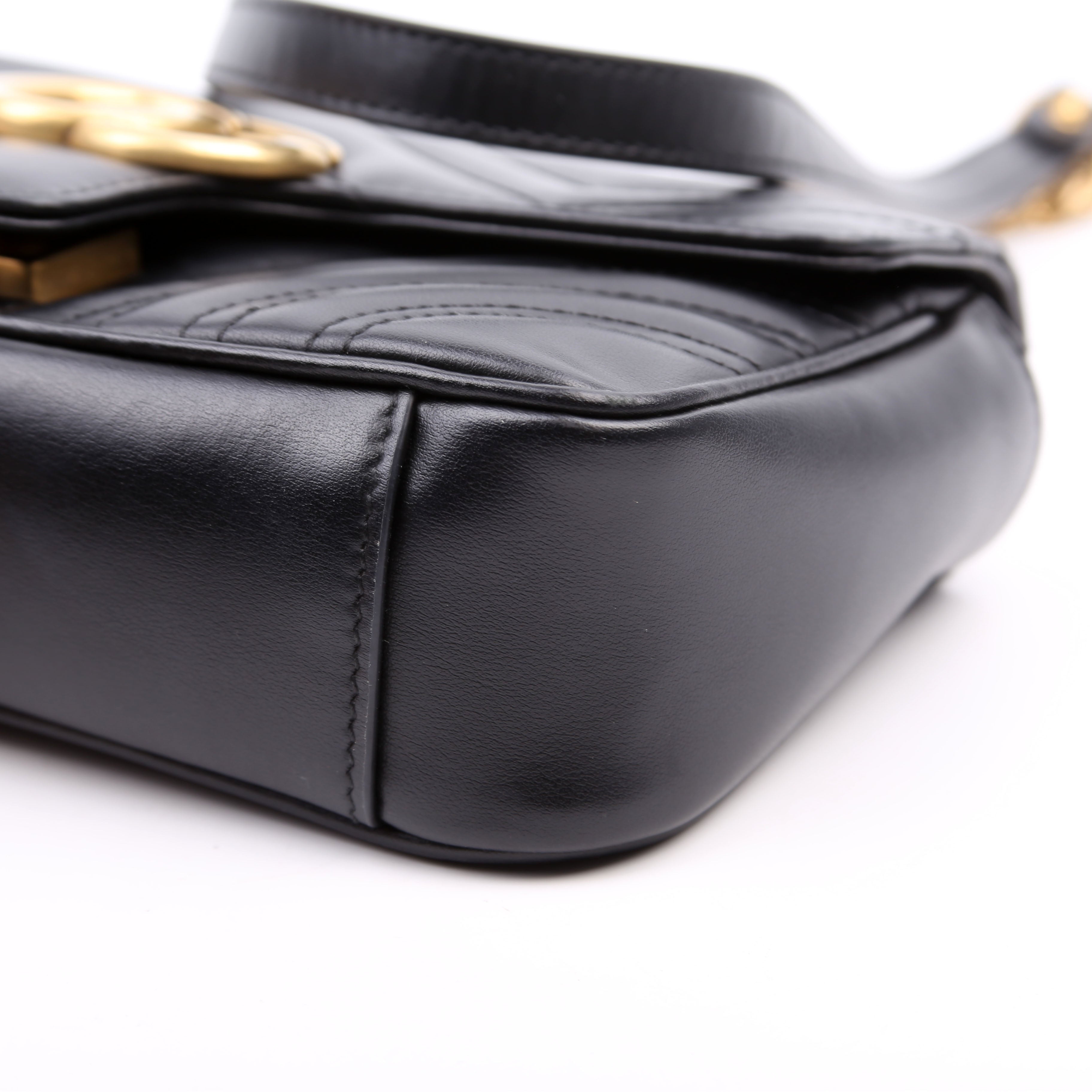 446744 Marmont Leather Shoulder Mini Flap Black