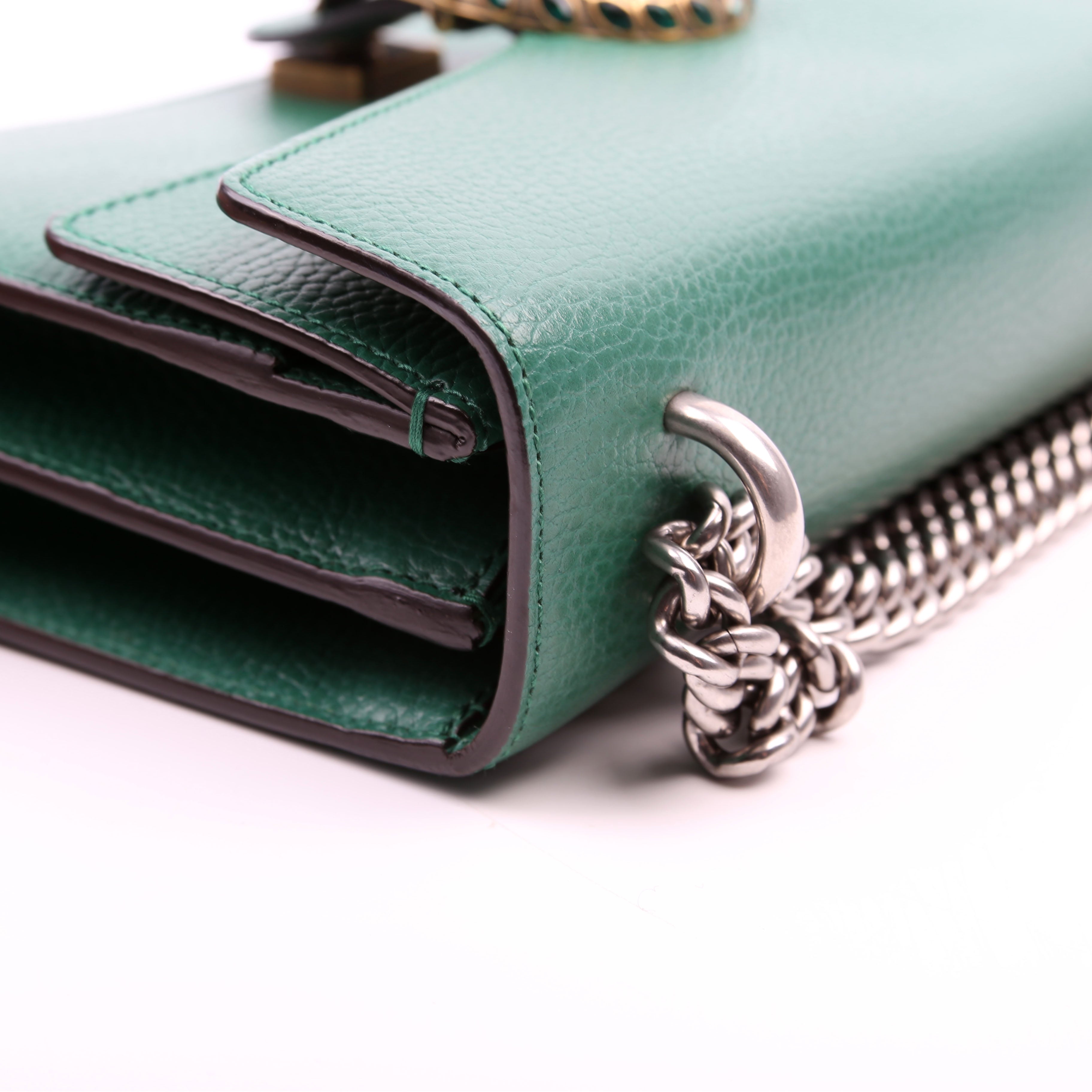 400249 Dionysus Leather Shoulder Small Green