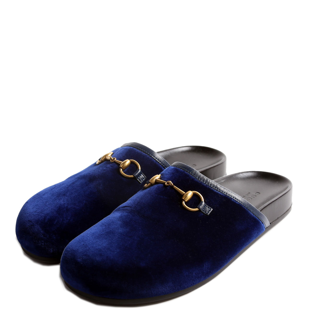 Horsebit Velvet Mules Size 37 Blue/Black