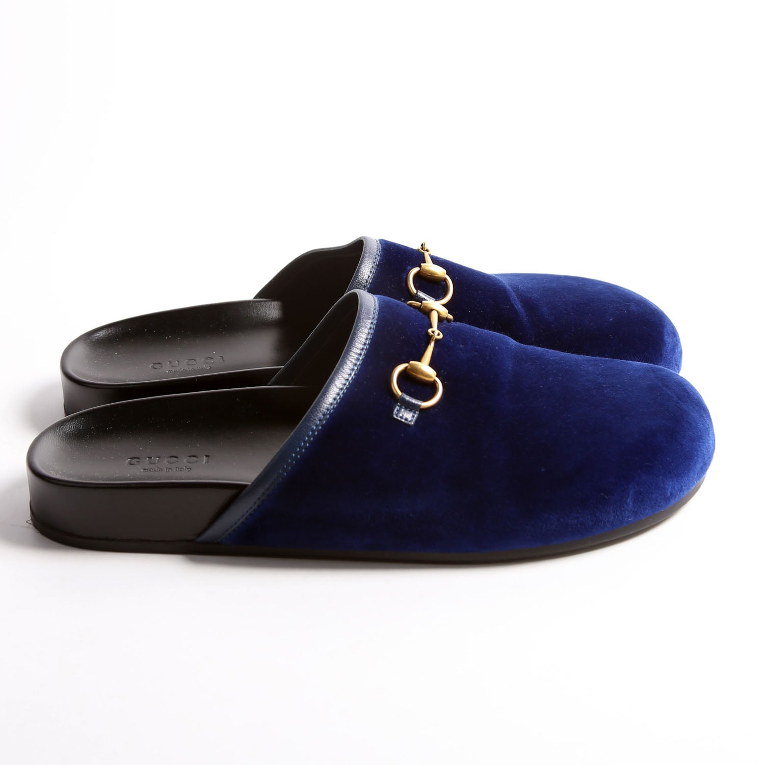 Horsebit Velvet Mules Size 37 Blue/Black