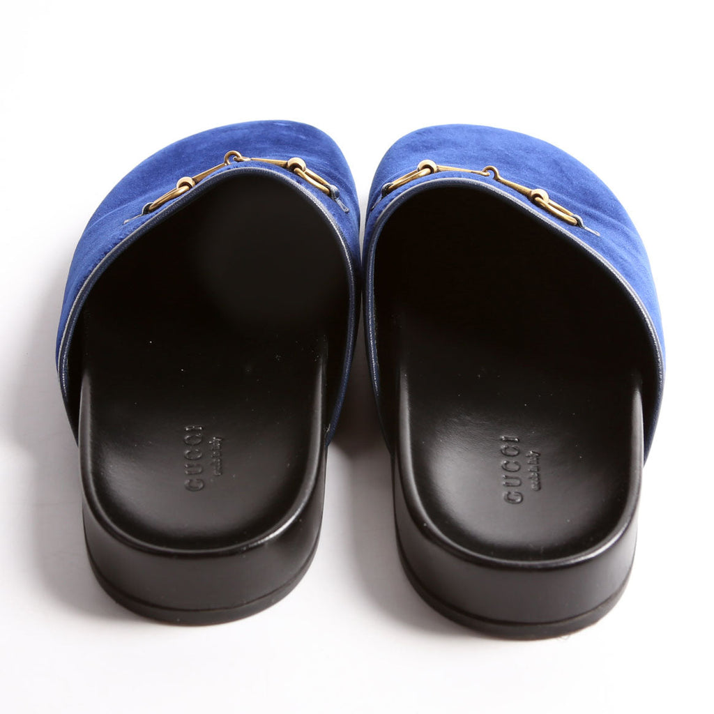 Horsebit Velvet Mules Size 37 Blue/Black