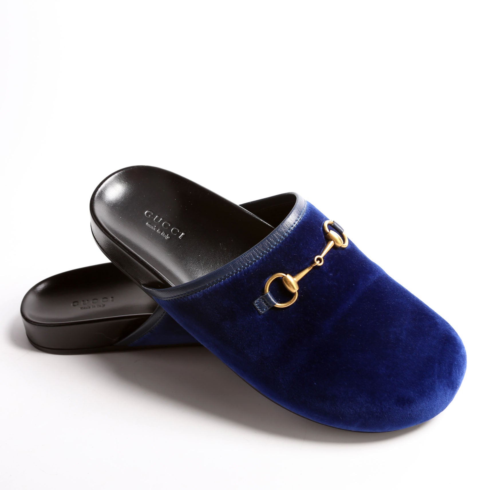Horsebit Velvet Mules Size 37 Blue/Black