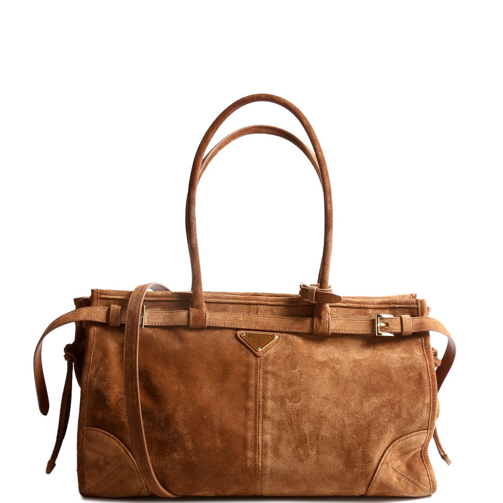 1BA433 Bonnie Large Suede Shoulder Bag Brown