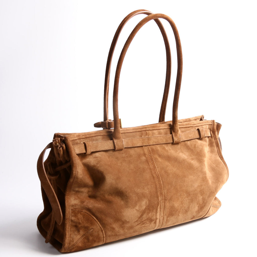 1BA433 Bonnie Large Suede Shoulder Bag Brown