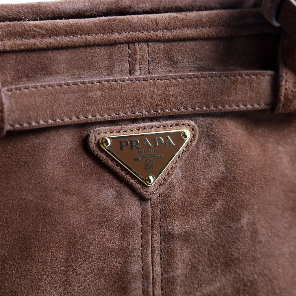 1BA433 Bonnie Large Suede Shoulder Bag Brown