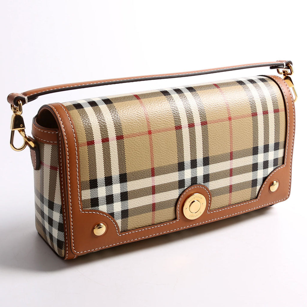 Note Top Handle Crossbody Check Coated Canvas