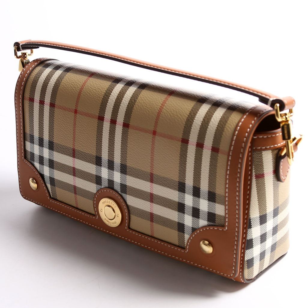 Note Top Handle Crossbody Check Coated Canvas