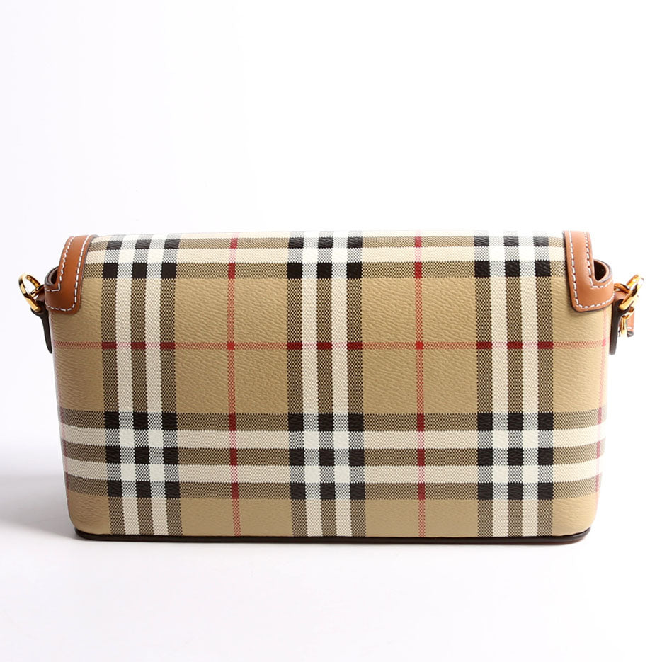 Note Top Handle Crossbody Check Coated Canvas