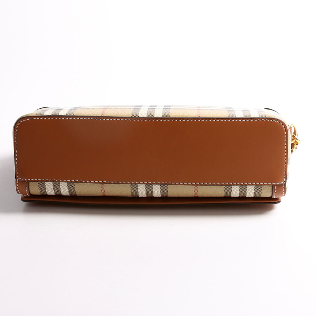 Note Top Handle Crossbody Check Coated Canvas