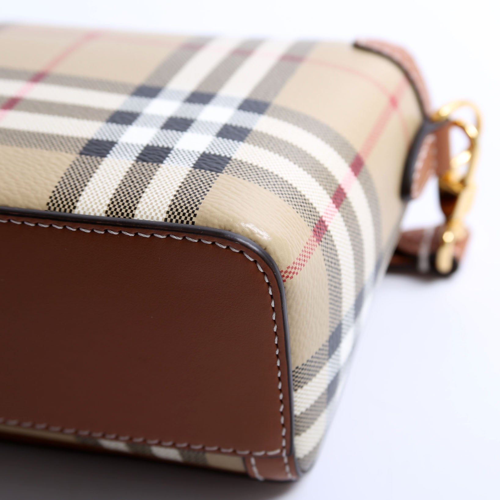 Note Top Handle Crossbody Check Coated Canvas