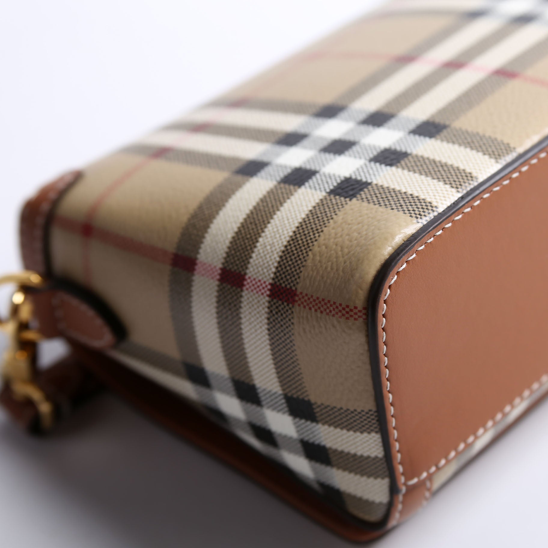 Note Top Handle Crossbody Check Coated Canvas