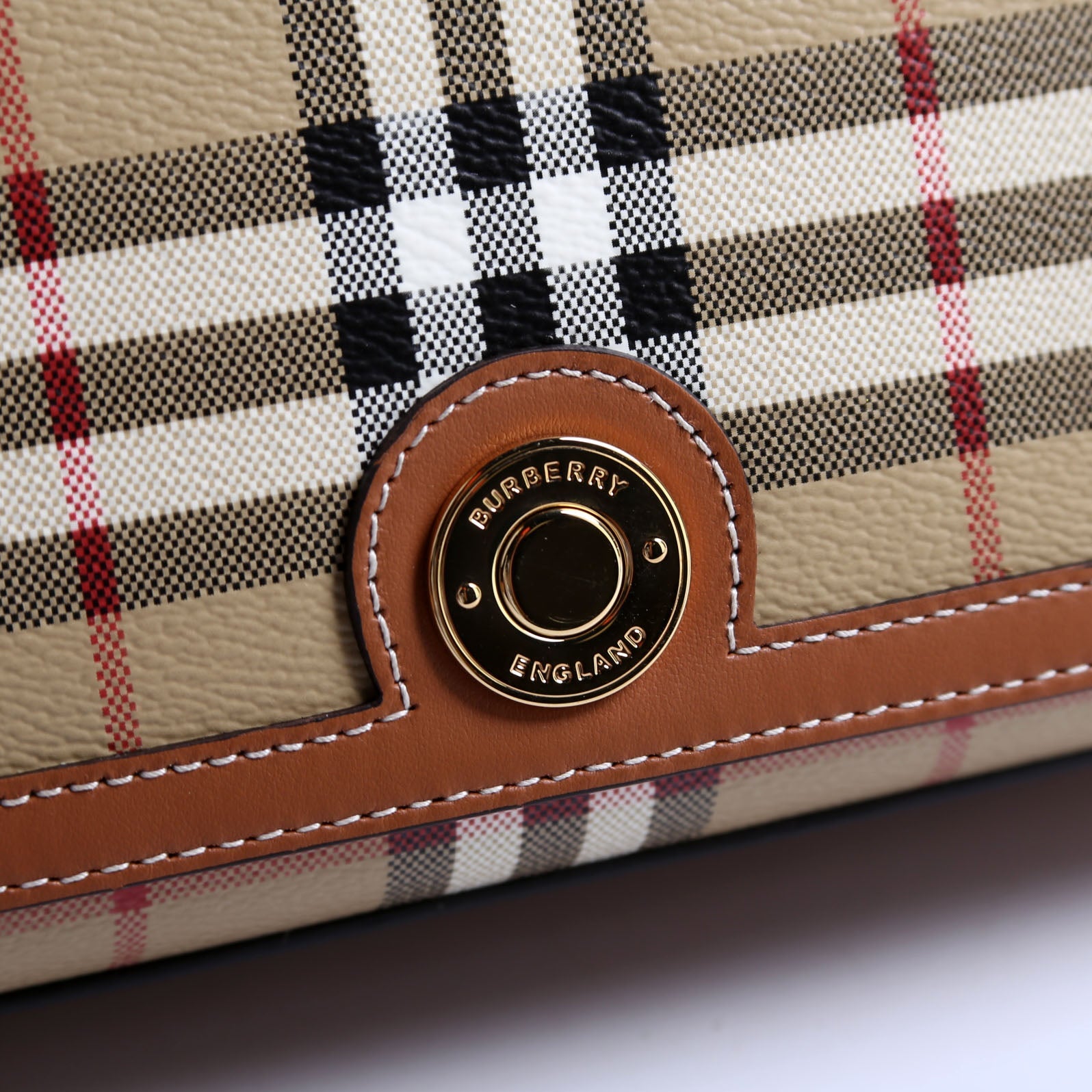 Note Top Handle Crossbody Check Coated Canvas