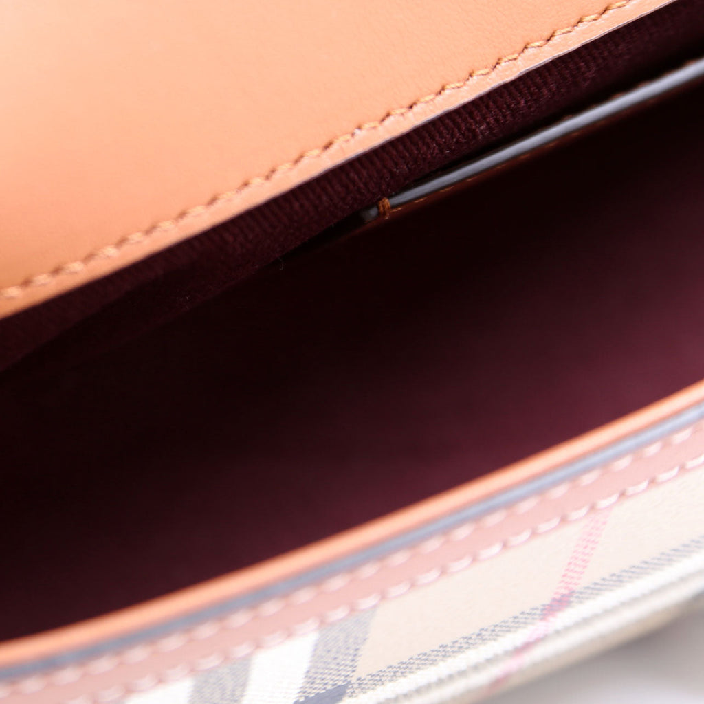 Note Top Handle Crossbody Check Coated Canvas