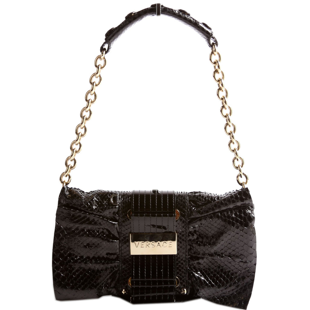 Snake Embossed Clutch With Chain