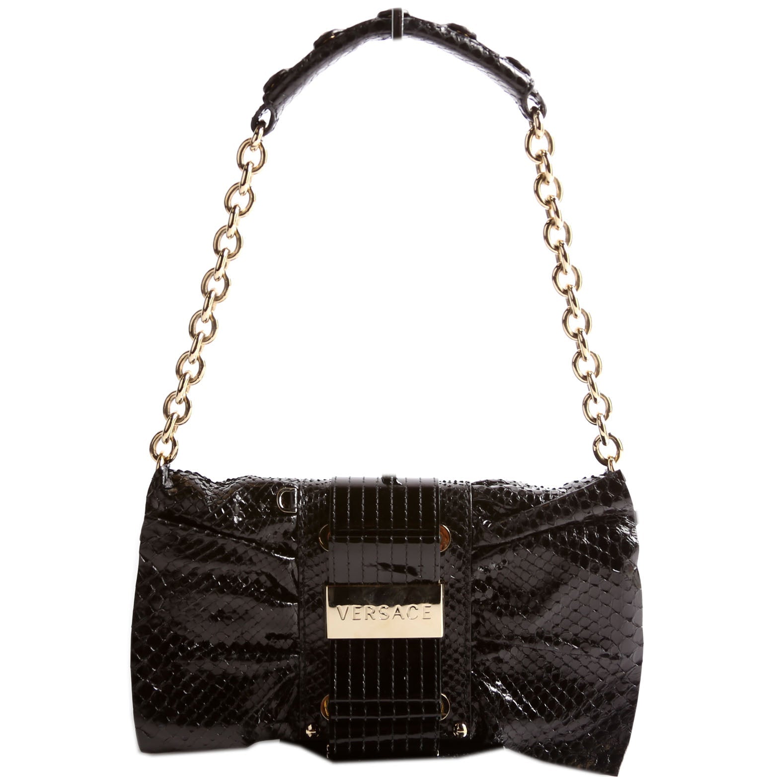 Snake Embossed Clutch With Chain