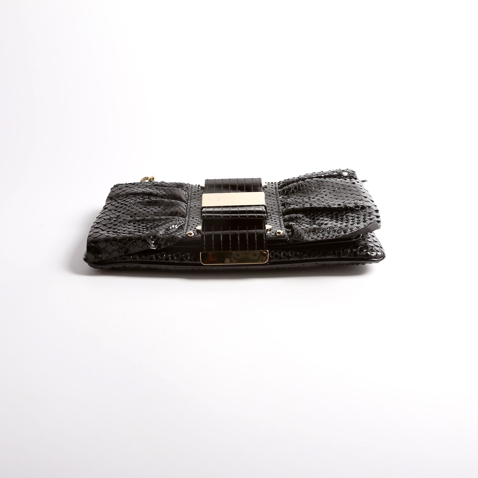 Snake Embossed Clutch With Chain