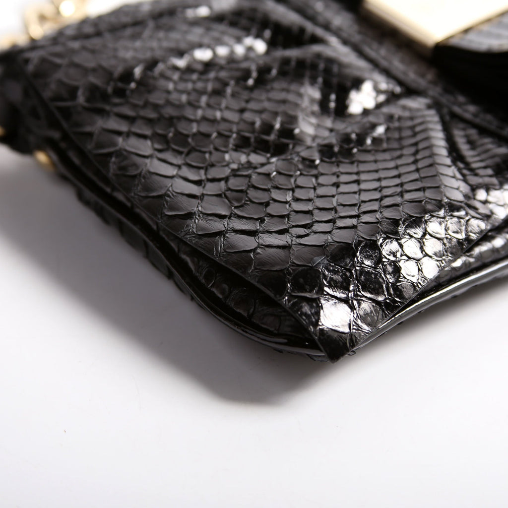 Snake Embossed Clutch With Chain