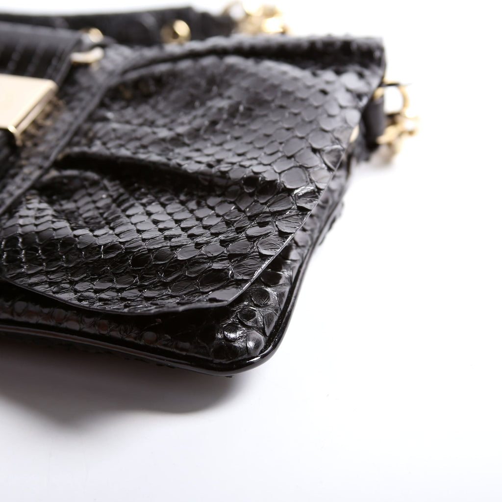 Snake Embossed Clutch With Chain