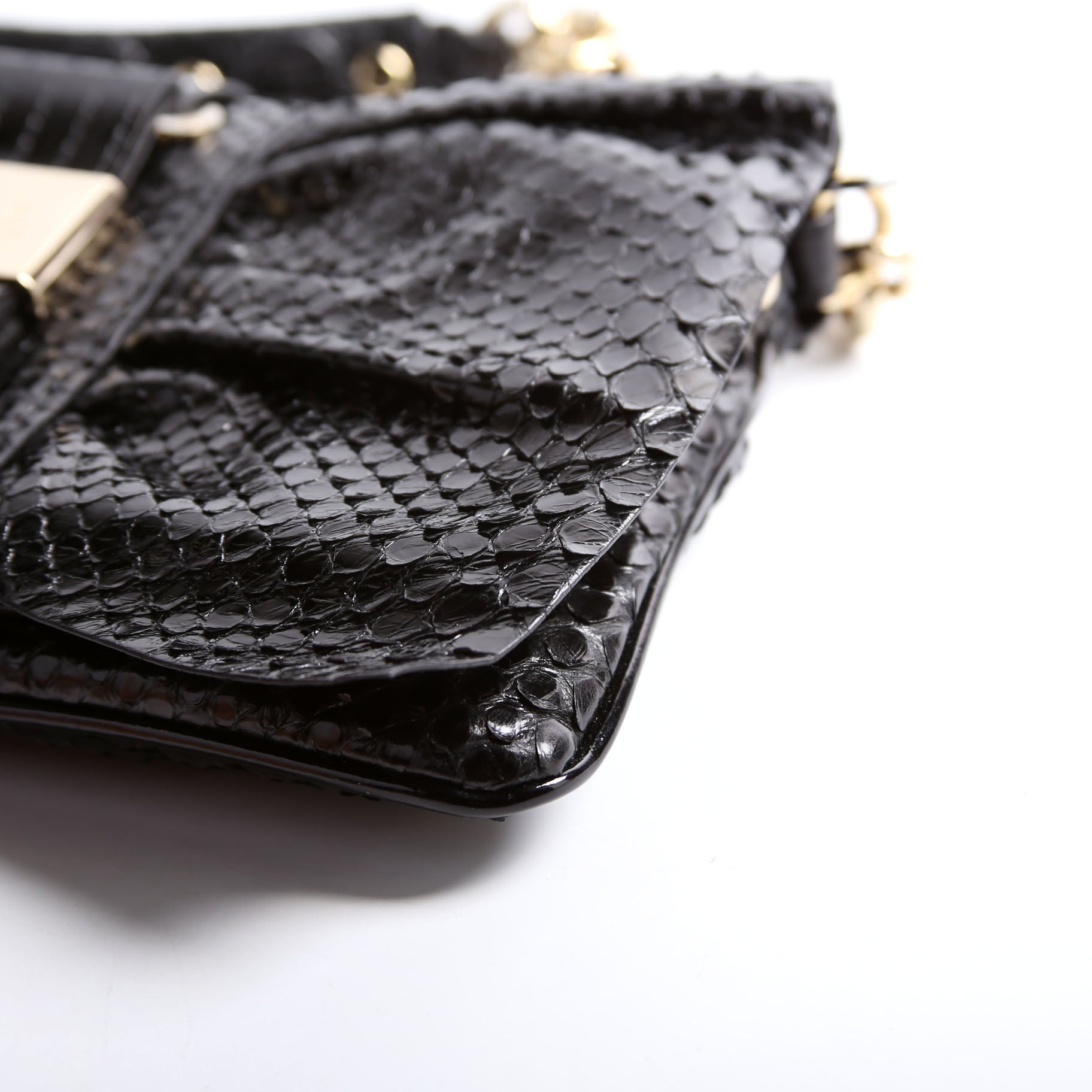 Snake Embossed Clutch With Chain