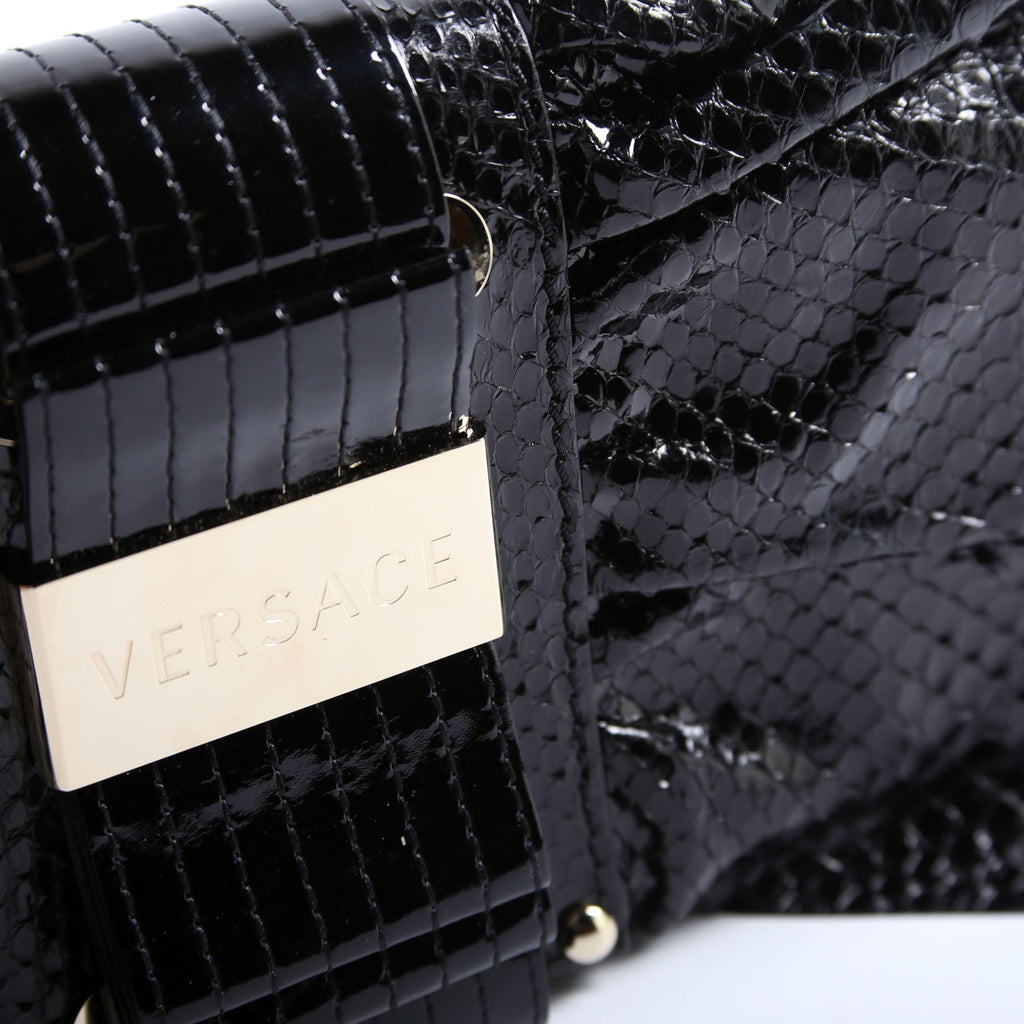Snake Embossed Clutch With Chain