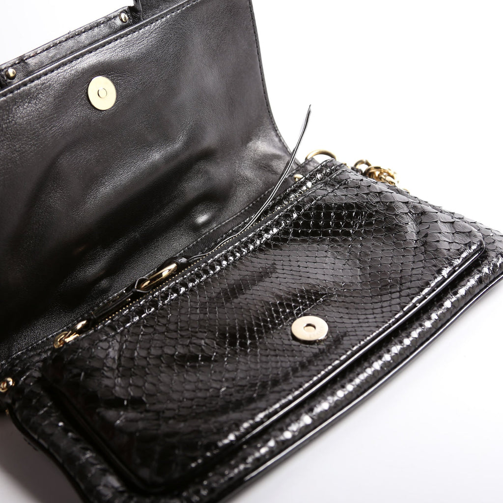 Snake Embossed Clutch With Chain