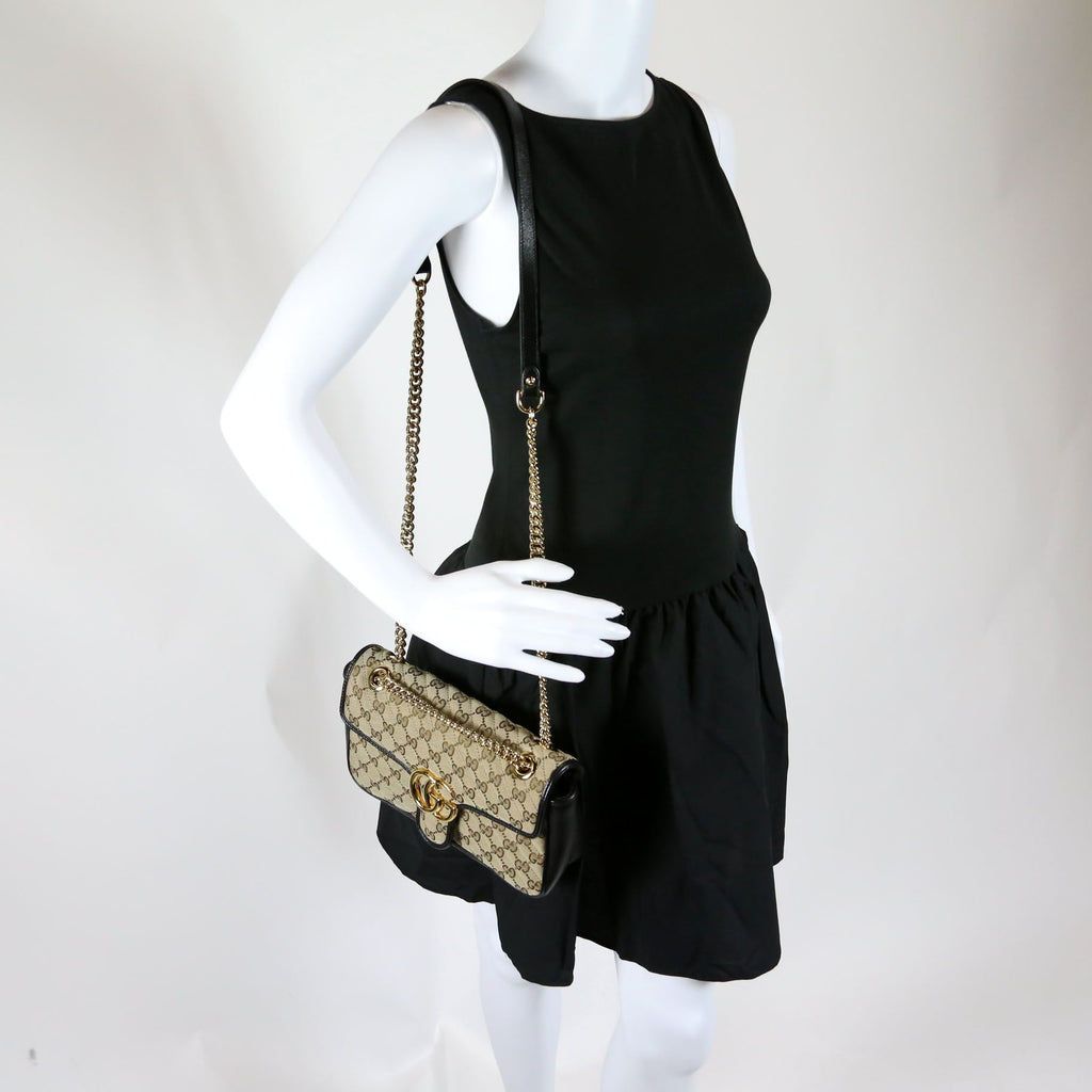 443497 Marmont GG Canvas Shoulder Small Flap