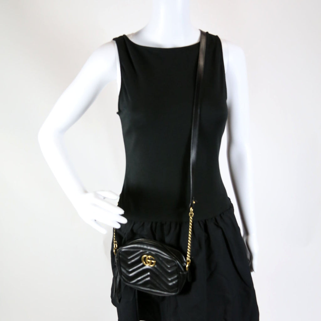 Gucci 448065 Marmont Mini Camera Bag Black