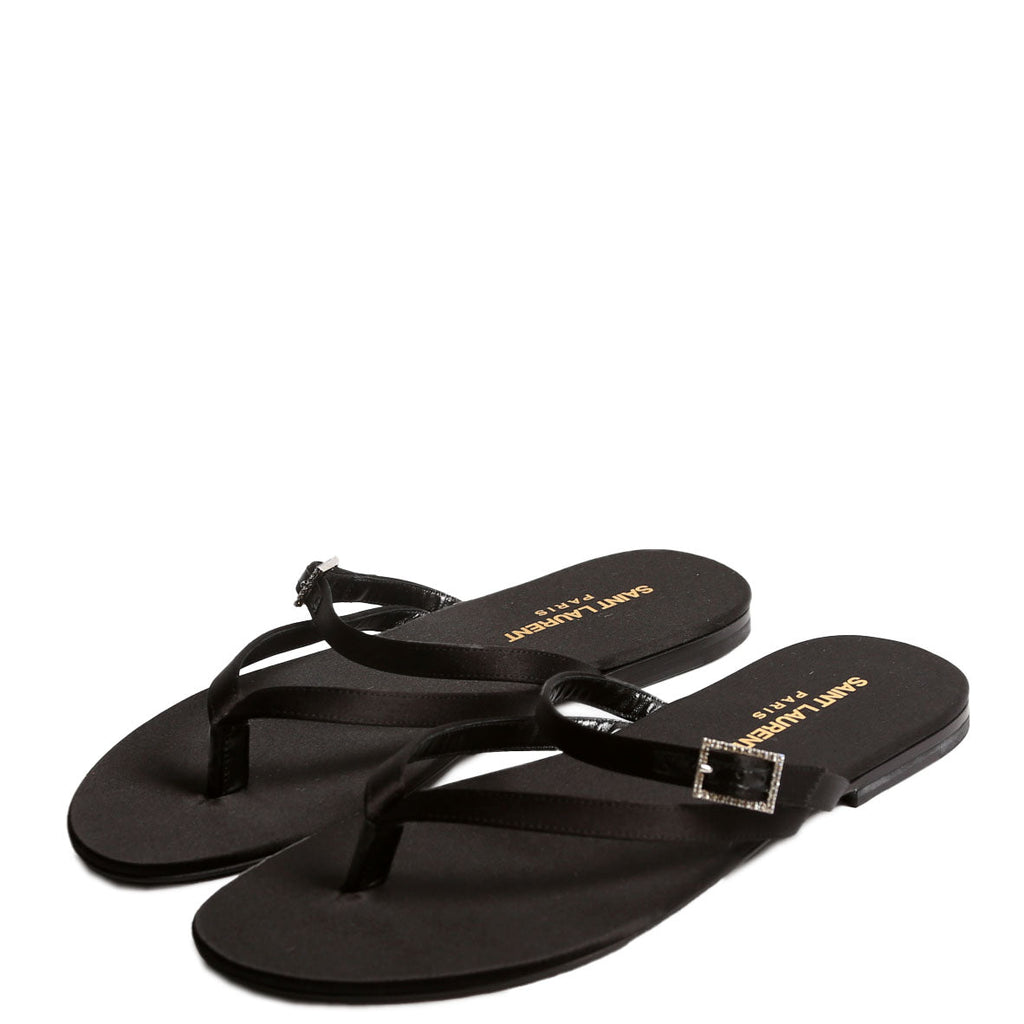 Laszlo Satin Crepe Sandals Size 39 Black