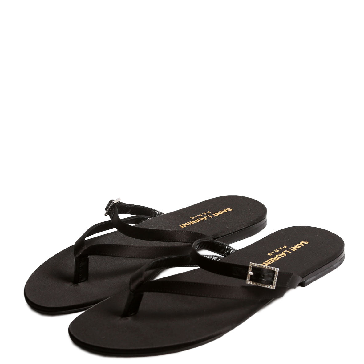 Laszlo Satin Crepe Sandals Size 39 Black
