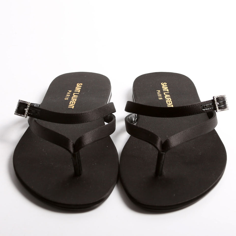Laszlo Satin Crepe Sandals Size 39 Black