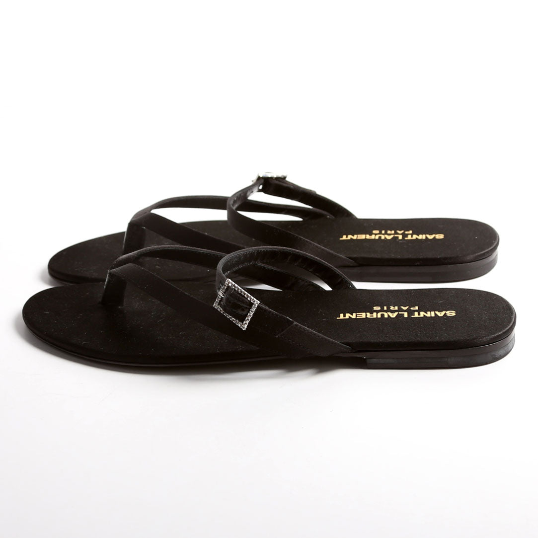 Laszlo Satin Crepe Sandals Size 39 Black