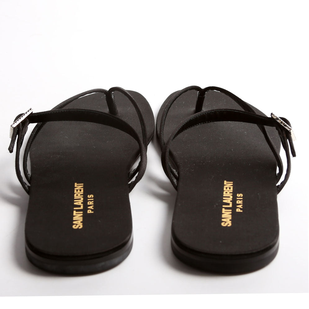 Laszlo Satin Crepe Sandals Size 39 Black